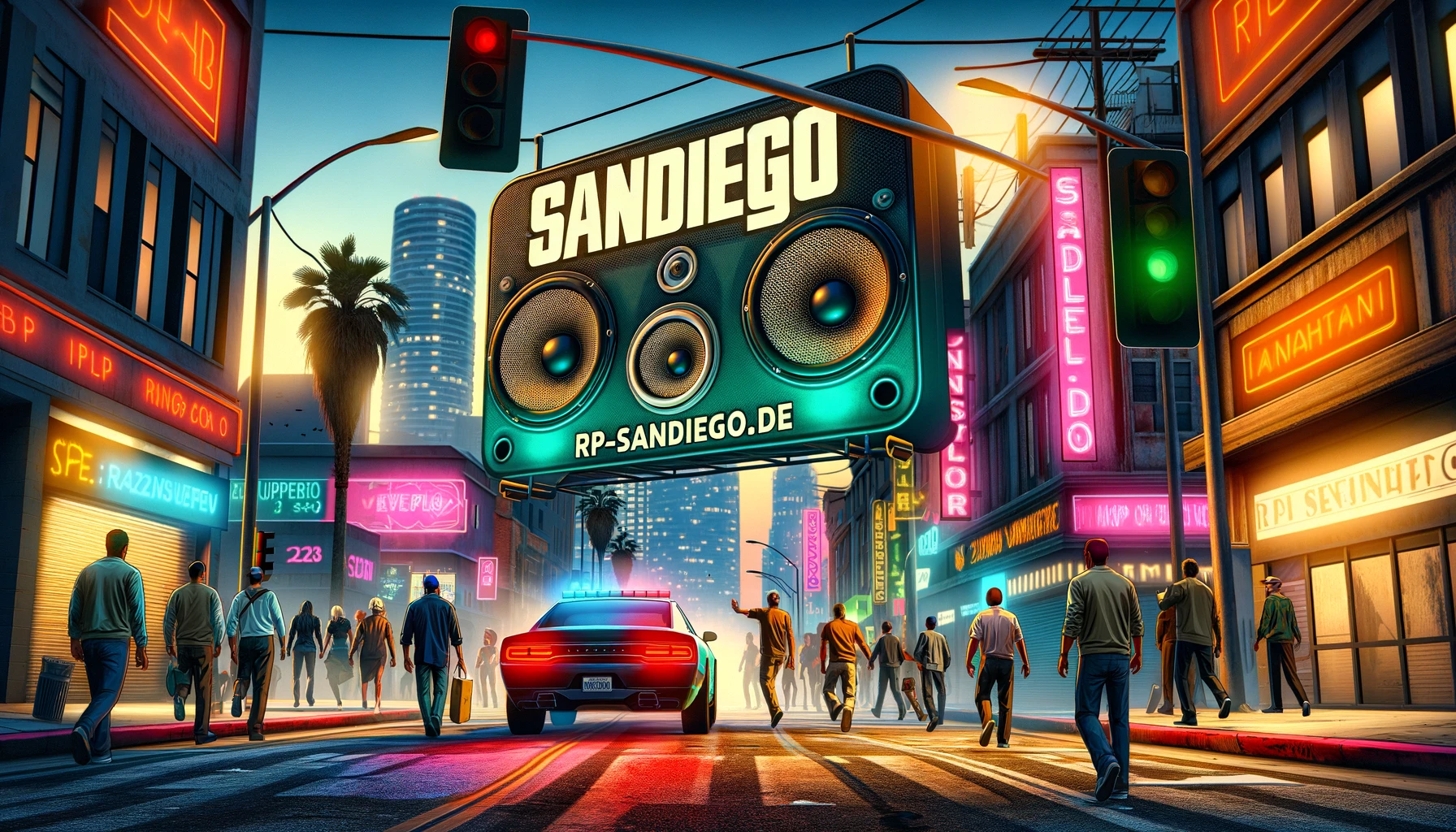 DALL·E 2024-05-04 19.48.39 - Create a full HD wallpaper in the style of a GTA V roleplay scene for a game server called 'SanDiego', featuring the website address 'rp-sandiego.de'.webp