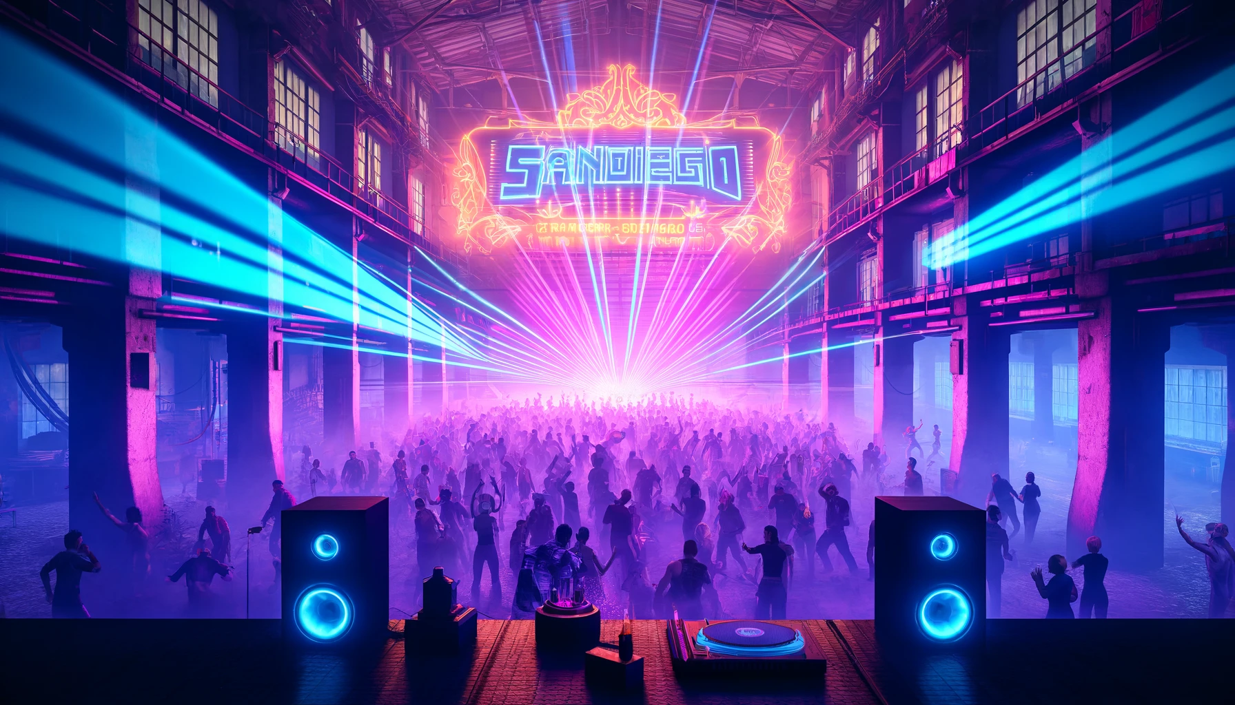DALL·E 2024-05-04 19.55.58 - Create an enhanced full HD wallpaper depicting a futuristic secret rave in the style of GTA V for the game server 'SanDiego'. The scene is set in an a.webp